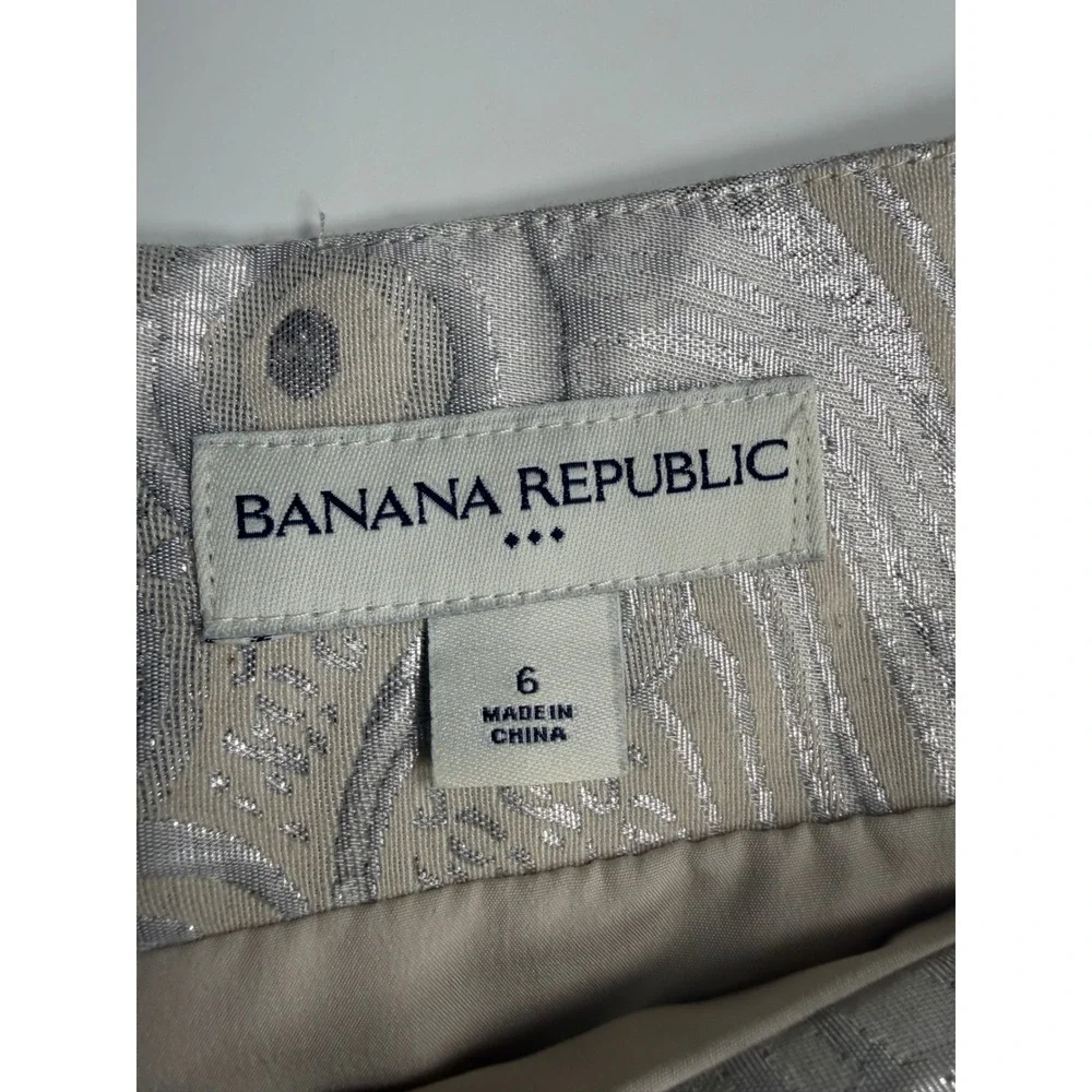 Banana Republic Silver Metallic Jacquard Mini Skirt Swirl Brocade 6 Fall 2011